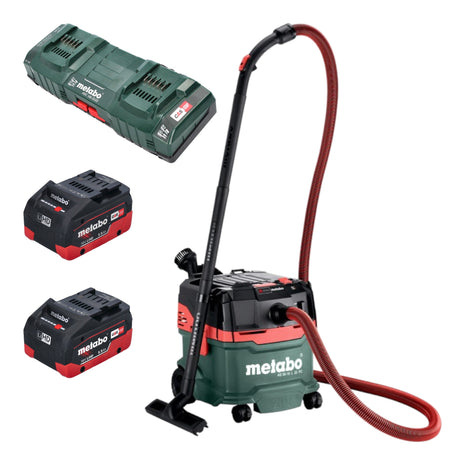 Metabo AS 36 18 L 20 PC Akku Nass Trocken Sauger 36 V ( 2x 18 V ) 20 L + 2x LiHD Akku 5,5 Ah + Doppelladegerät