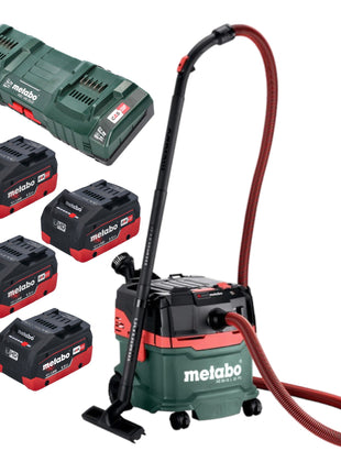 Metabo AS 36 18 L 20 PC bezprzewodowy odkurzacz do pracy na mokro/sucho 36 V ( 2x 18 V ) 20 L + 4x akumulator LiHD 5,5 Ah + podwójna ładowarka