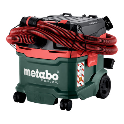 Metabo AS 36 18 L 20 PC Aspirateur eau et poussières sans fil 36 V ( 2x 18 V ) 20 L + 4x batterie LiHD 5,5 Ah + chargeur double