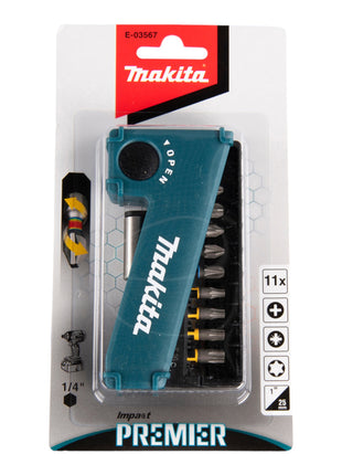 Makita Torsion Bit Set Impact Premier ( E-03567 ) 11 pieces 1/4'' pour visseuse à choc DTD 171 / 172