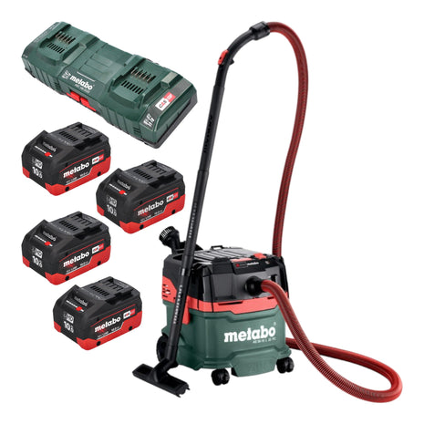 Metabo AS 36 18 L 20 PC bezprzewodowy odkurzacz do pracy na mokro/sucho 36 V ( 2x 18 V ) 20 L + 4x akumulator LiHD 10,0 Ah + podwójna ładowarka