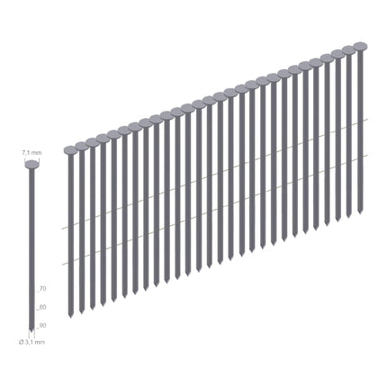 Prebena CNW31/90NKRI Clous pour bobines 3,1 x 90 mm 3600 pcs. Tige annulaire galvanisée
