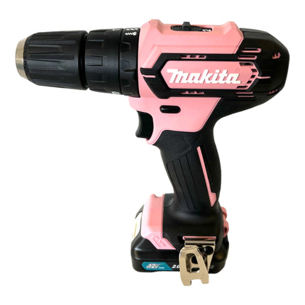 Makita HP 333 DSAP1 Perceuse-visseuse à percussion sans fil 12 V 30 Nm rose + 1x batterie 2,0 Ah + chargeur + étui