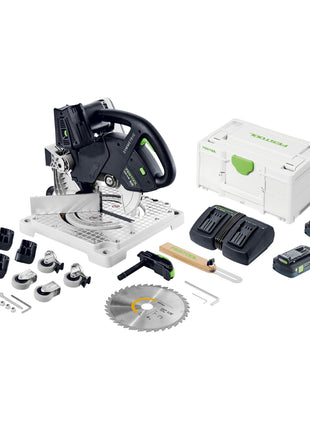 Festool SYMC 70 4,0 EBI-Plus SYMMETRIC akumulatorowa pilarka do formowania 36 V ( 2 x 18 V ) 216 mm ( 577464 ) + 2x akumulator 4,0 Ah + podwójna ładowarka + Systainer