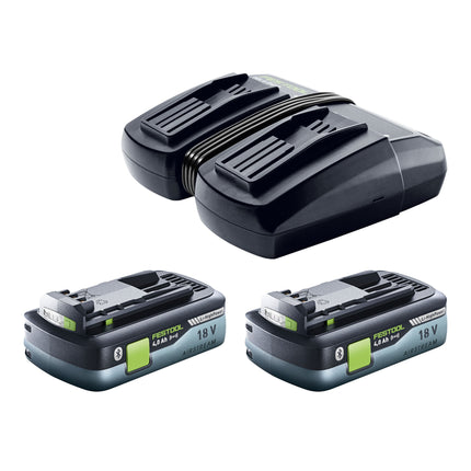 Festool SYMC 70 4,0 EBI-Plus SYMMETRIC Scie à plinthes sans fil 36 V ( 2 x 18 V ) 216 mm ( 577464 ) + 2x batterie 4,0 Ah + double chargeur + Systainer
