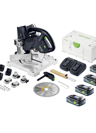 Festool SYMC 70 EB-Basic SYMMETRIC sierra de cinta a batería 36 V (2 x 18 V) 216 mm + 4x baterías 4,0 Ah + cargador doble + Systainer