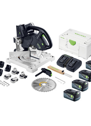 Festool SYMC 70 EB-Basic SYMMETRIC sierra de cinta a batería 36 V (2 x 18 V) 216 mm + 4x baterías 5,0 Ah + cargador doble + Systainer