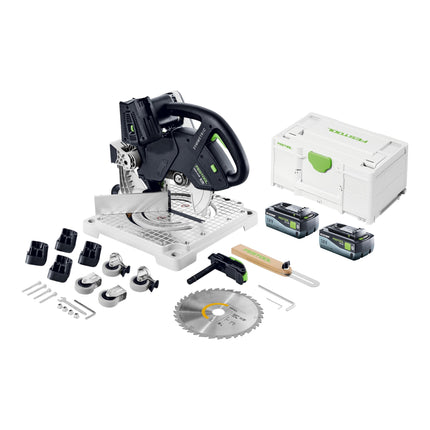 Festool SYMC 70 EB-Basic SYMMETRIC Scie à plinthes sans fil 36 V ( 2 x 18 V ) 216 mm + 2x batterie 8,0 Ah + Systainer - sans chargeur