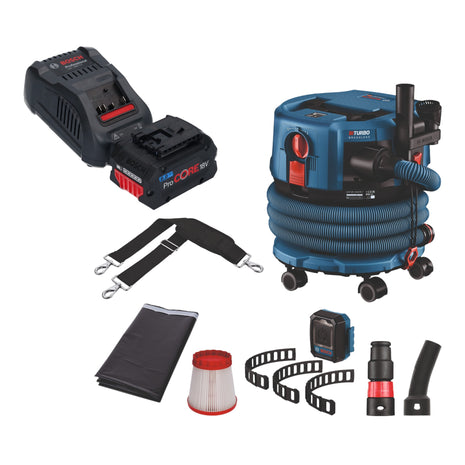 Bosch GAS 18V-12 MC Aspirador inalámbrico profesional BITURBO Brushless + 1x batería ProCore 8.0 Ah + cargador rápido + accesorios