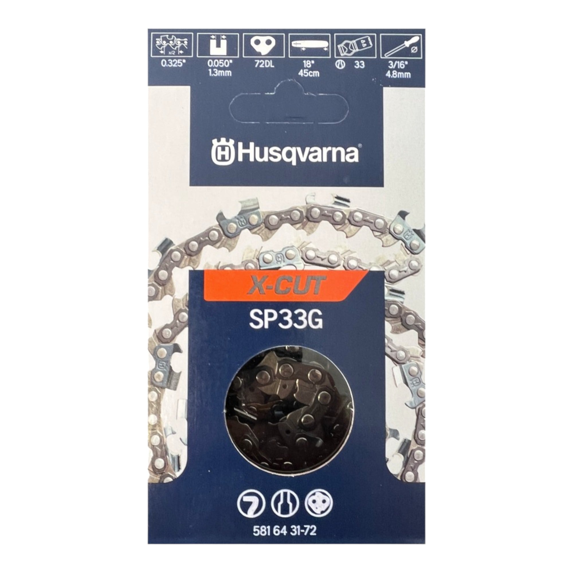 Husqvarna X CUT SP33G 3x Saegekette Ersatzkette Halb Meissel 1 3 mm 33 cm 0 - toolbrothers