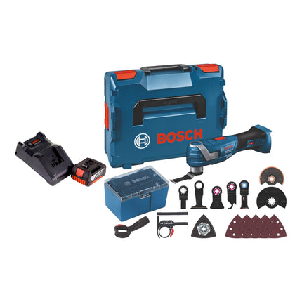 Bosch GOP 18V-34 Professional Cutter multifonctions sans fil 18 V Starlock Plus + 1x batterie 3,0 Ah + chargeur + 17 pces. d'accessoires + L-Boxx