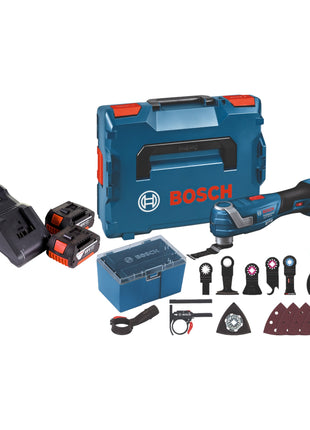 Bosch GOP 18V-34 Professional Batterie Multi Cutter 18 V Starlock Plus + 2x batteries 3,0 Ah + chargeur + 17 accessoires + L-Boxx