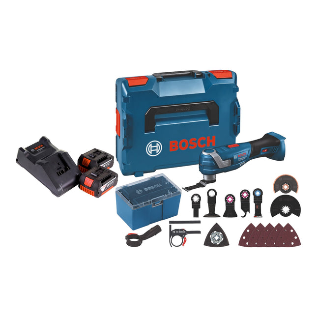 Bosch GOP 18V-34 Professional Cutter multifonction sans fil 18 V Starlock Plus + 2x batterie 3,0 Ah + chargeur + 17 pces. d'accessoires + L-Boxx