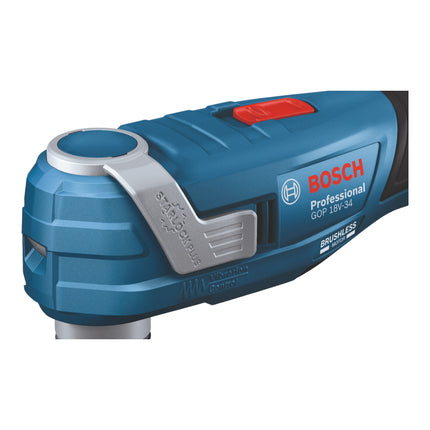 Bosch GOP 18V-34 Professional Cutter multifonction sans fil 18 V Starlock Plus + 2x batterie 3,0 Ah + chargeur + 17 pces. d'accessoires + L-Boxx