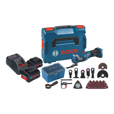 Bosch GOP 18V-34 Professional Batterie Multi Cutter 18 V Starlock Plus + 2x batterie ProCore 5,5 Ah + chargeur + 17 accessoires + L-Boxx