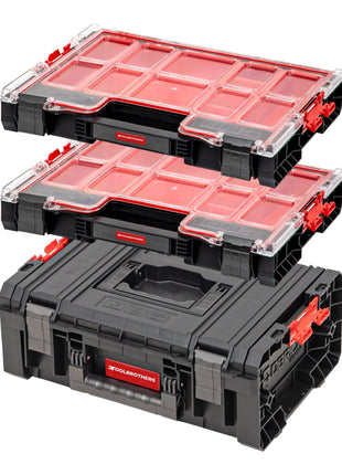 Toolbrothers RHINO Coffre à outils Set RHINO L Coffre à outils ECO Basic 450 x 332 x 171 mm 12 l IP54 + 2x RHINO L Organizer ECO Hhe L Boxes 452 x 358 x 79 mm 6 l IP54