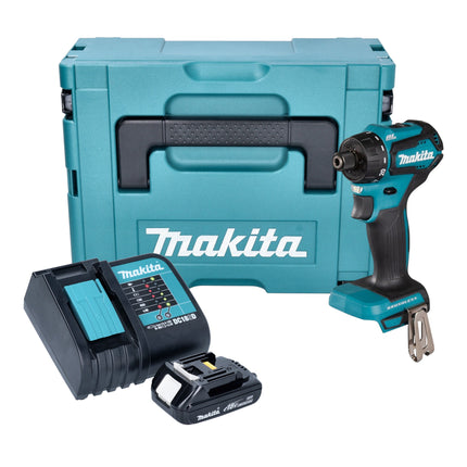 Makita DDF 083 SY1J Perceuse-visseuse sans fil 18 V 40 Nm 1/4'' Brushless + 1x batterie 1,5 Ah + chargeur + Makpac