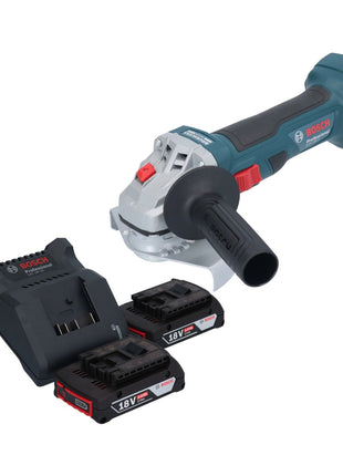 Bosch GWS 18V-7 Professional Akku Winkelschleifer 18 V 125 mm Brushless + 2x Akku 2,0 Ah + Ladegerät