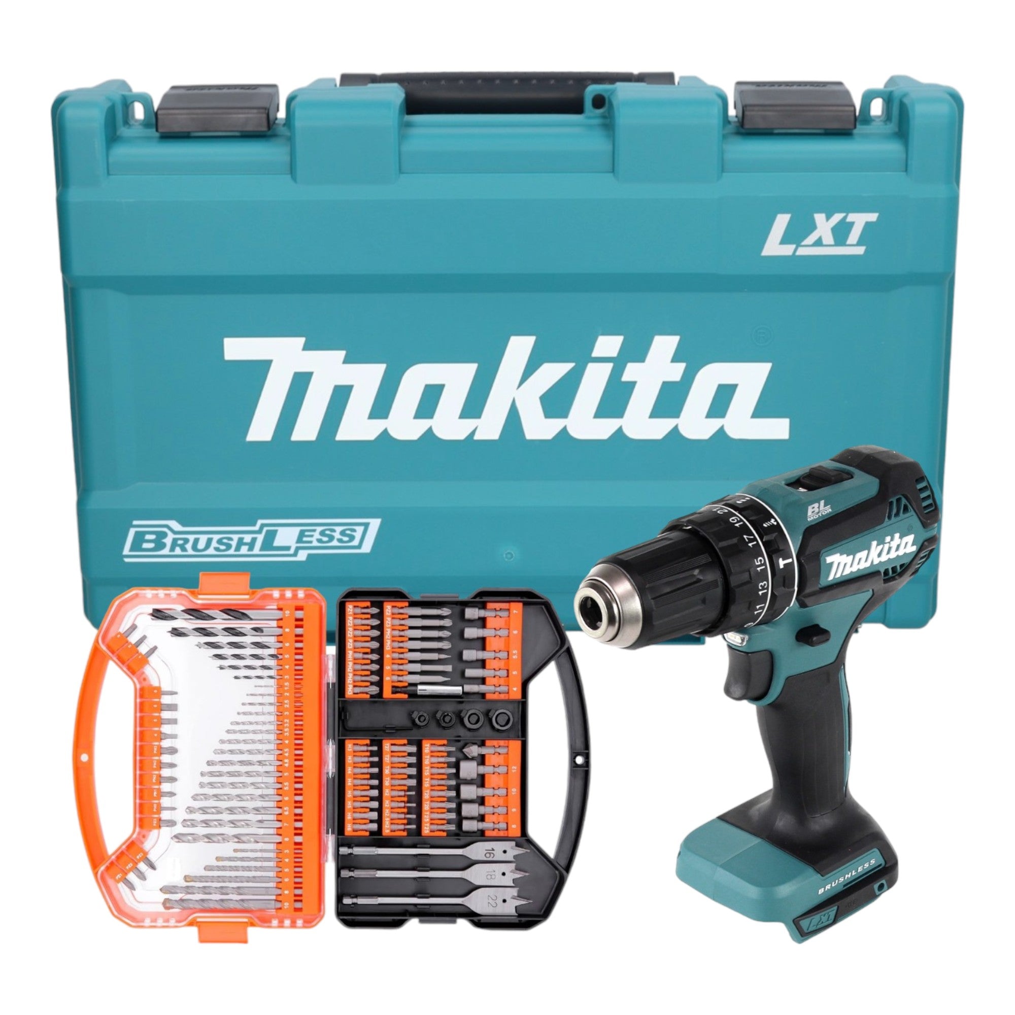 Makita DHP 485 Z Akku Schlagbohrschrauber 18 V 50 Nm Brushless inkl Koffer WellCut 101 tlg Bit und Bohrer Set 0 - toolbrothers