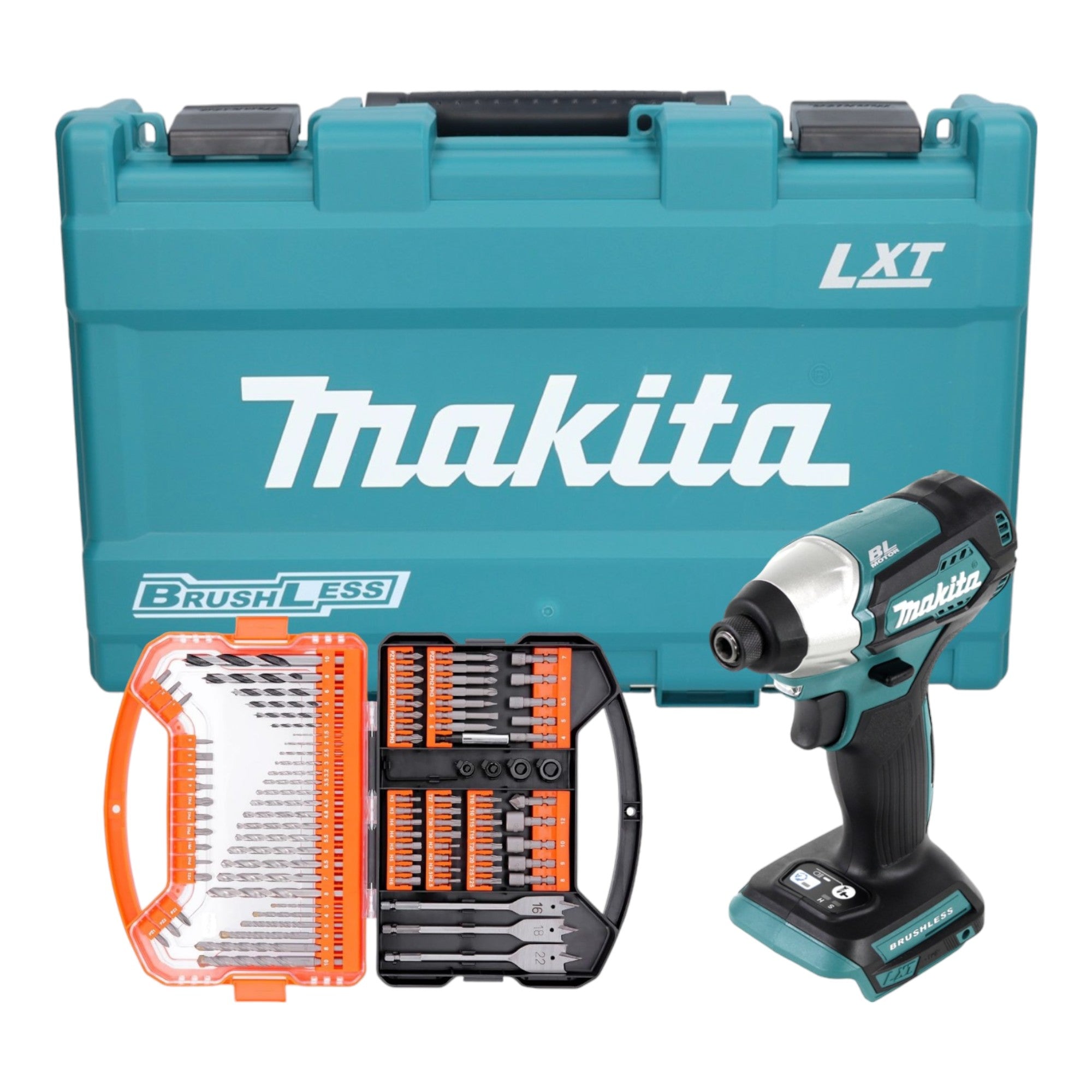 Makita DTD 155 Z Akku Schlagschrauber 18 V 140 Nm 1 4 Brushless inkl Koffer WellCut 101 tlg Bit und Bohrer Set 0 - toolbrothers