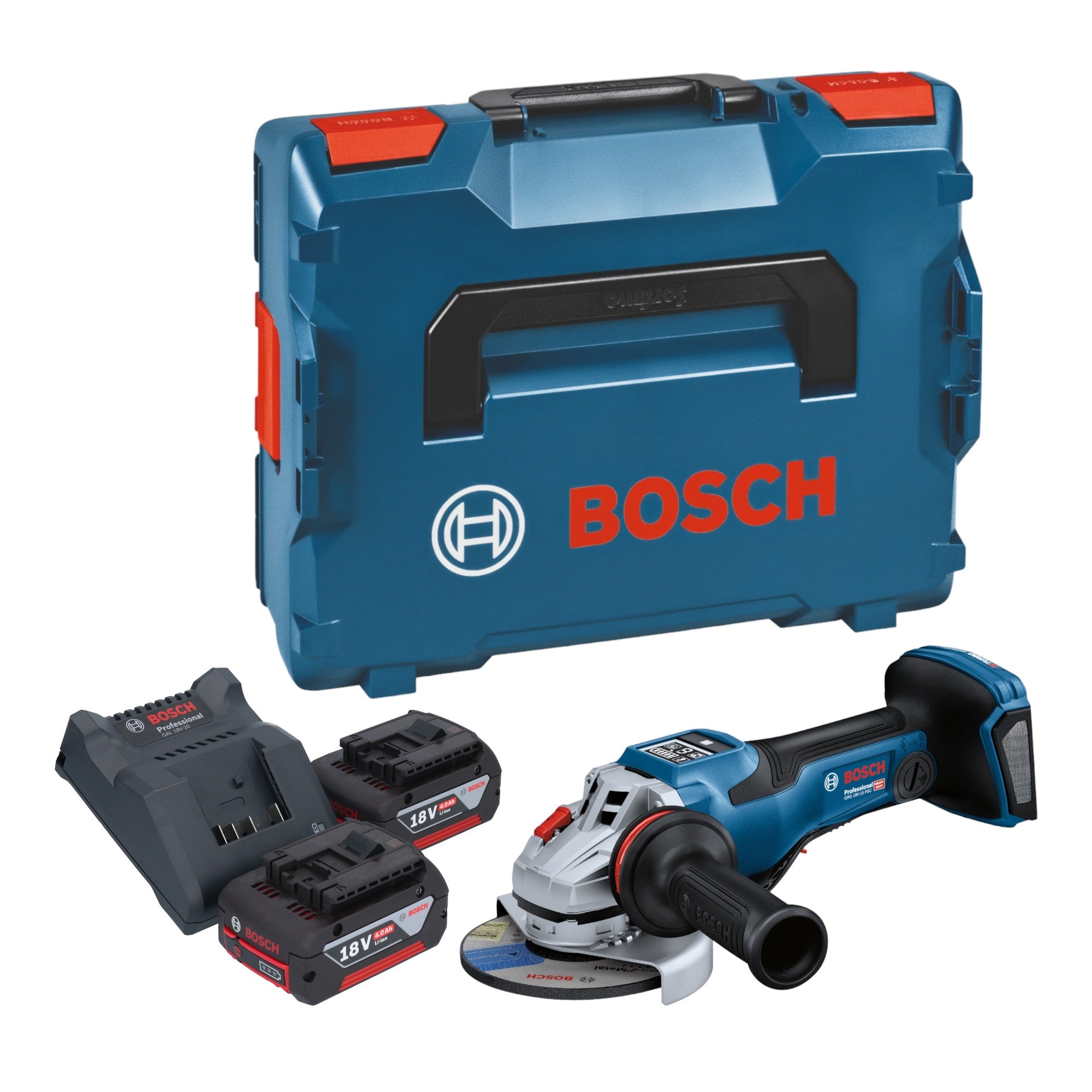 Bosch GWS 18V 15 PSC Professional Akku Winkelschleifer 18 V 125 mm BITURBO Brushless 2x Akku 4 0 Ah Ladegeraet L Boxx 0 - toolbrothers