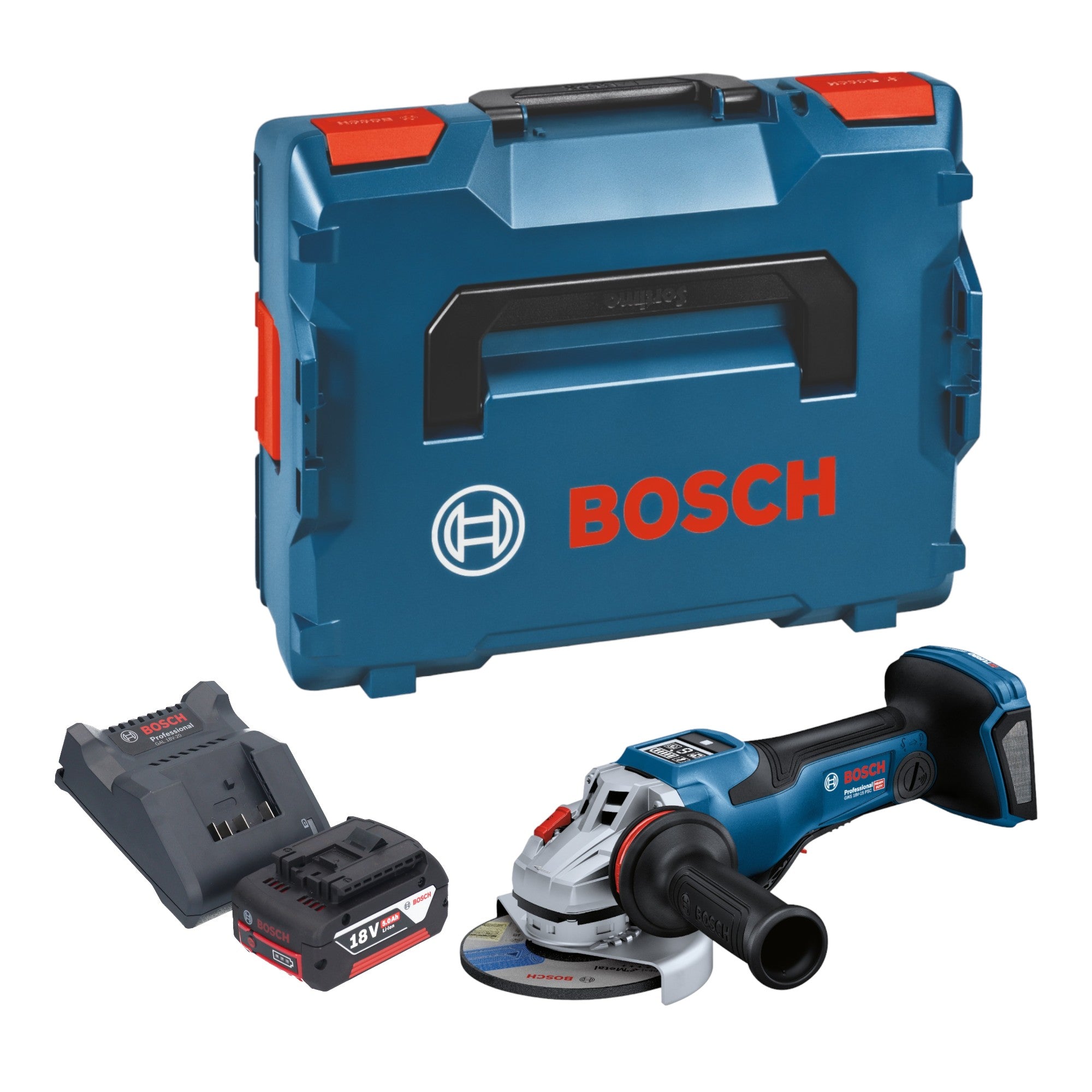 Bosch GWS 18V 15 PSC Professional Akku Winkelschleifer 18 V 125 mm BITURBO Brushless 1x Akku 5 0 Ah Ladegeraet L Boxx  0 - toolbrothers