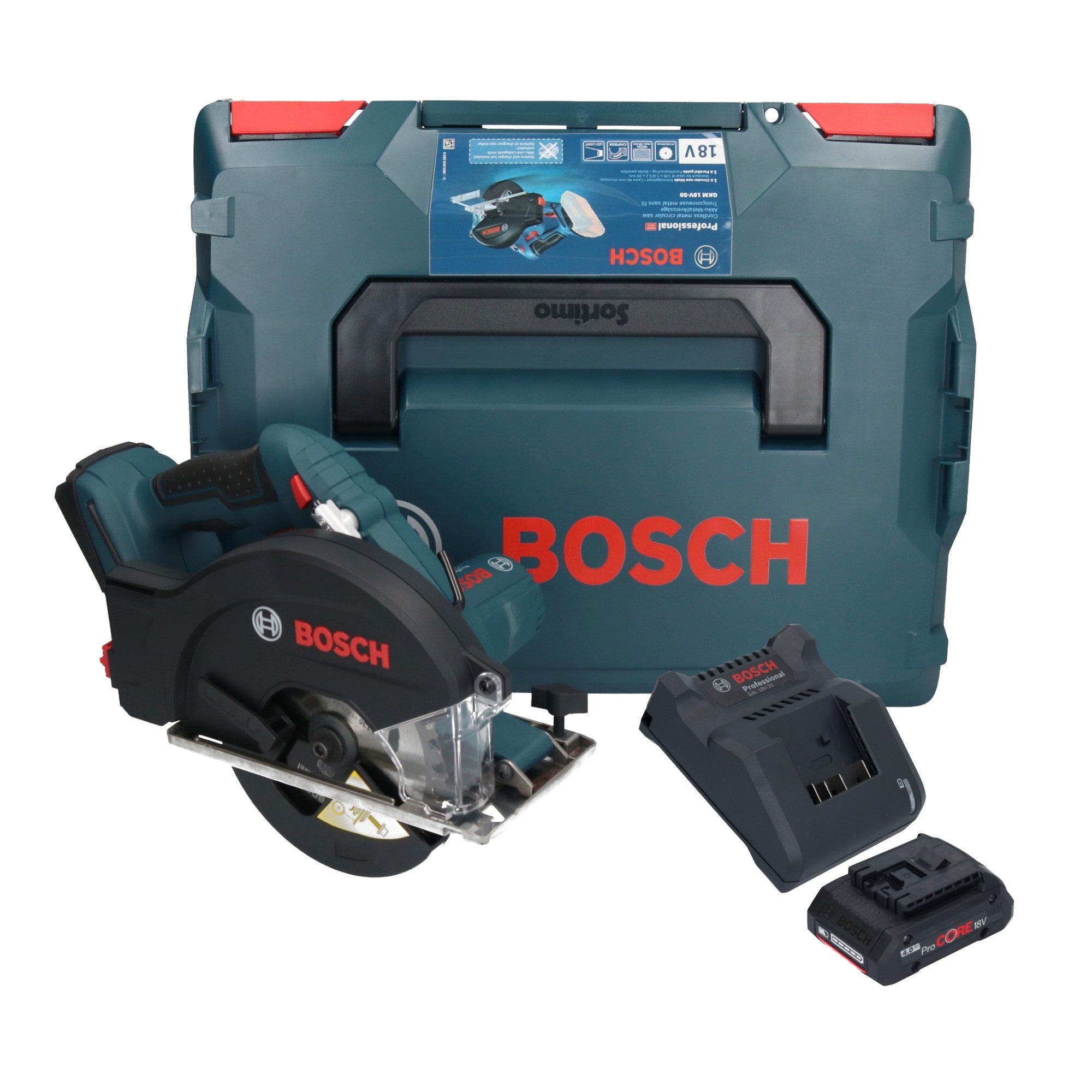 Bosch GKM 18V 50 Professional Akku Metall Handkreissaege 18 V 136 mm Brushless 1x ProCORE Akku 4 0 Ah Ladegeraet L Boxx 0 - toolbrothers