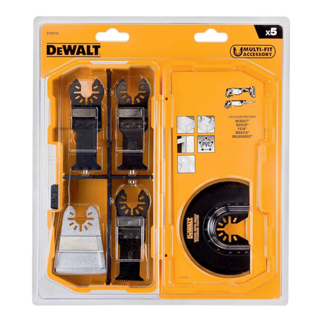 DeWalt DT 20715-QZ Akcesoria do narzędzi wielofunkcyjnych 5 szt. do drewna, drewna z gwoździami, plastiku, płyt gipsowo-kartonowych, resztek farby i kleju