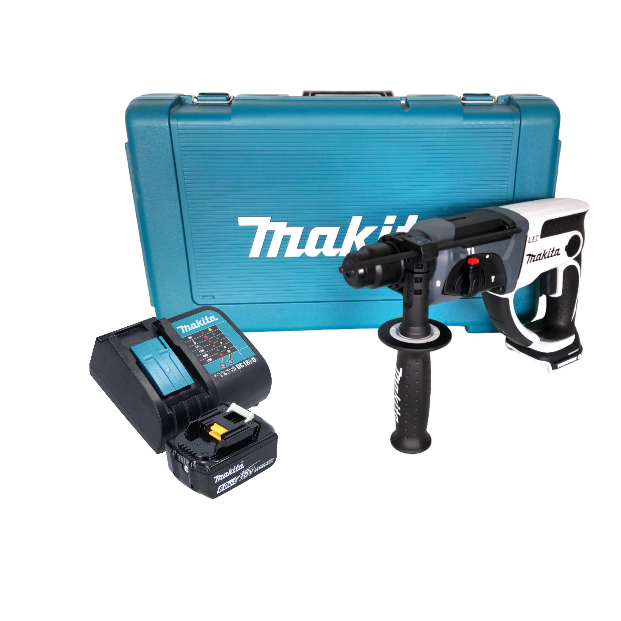 Makita DHR 202 SG1W Akku Bohrhammer 18 V 20 mm 2 0 J weiss 1x Akku 6 0 Ah Ladegeraet Koffer 0 - toolbrothers