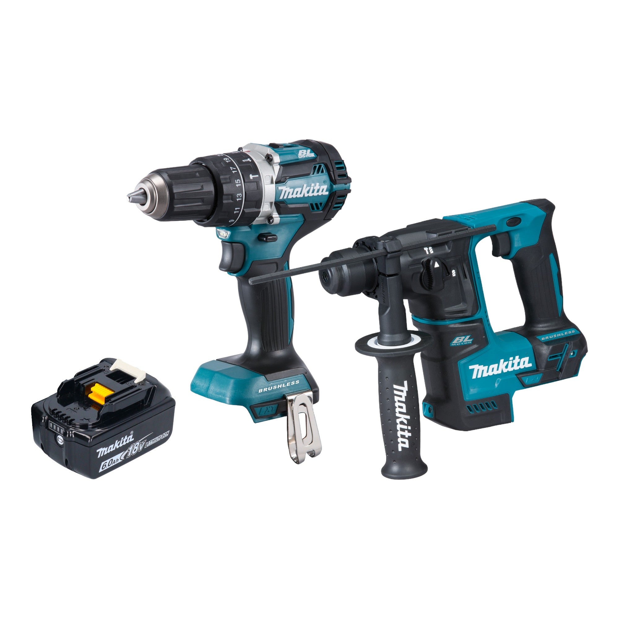Makita DLX 2278 G1 Akku Kombo Kit DHP 484 Schlagbohrschrauber 54 Nm DHR 171 Bohrhammer 1 2 J 1x Akku 6 0 Ah ohne Ladegeraet 0 - toolbrothers
