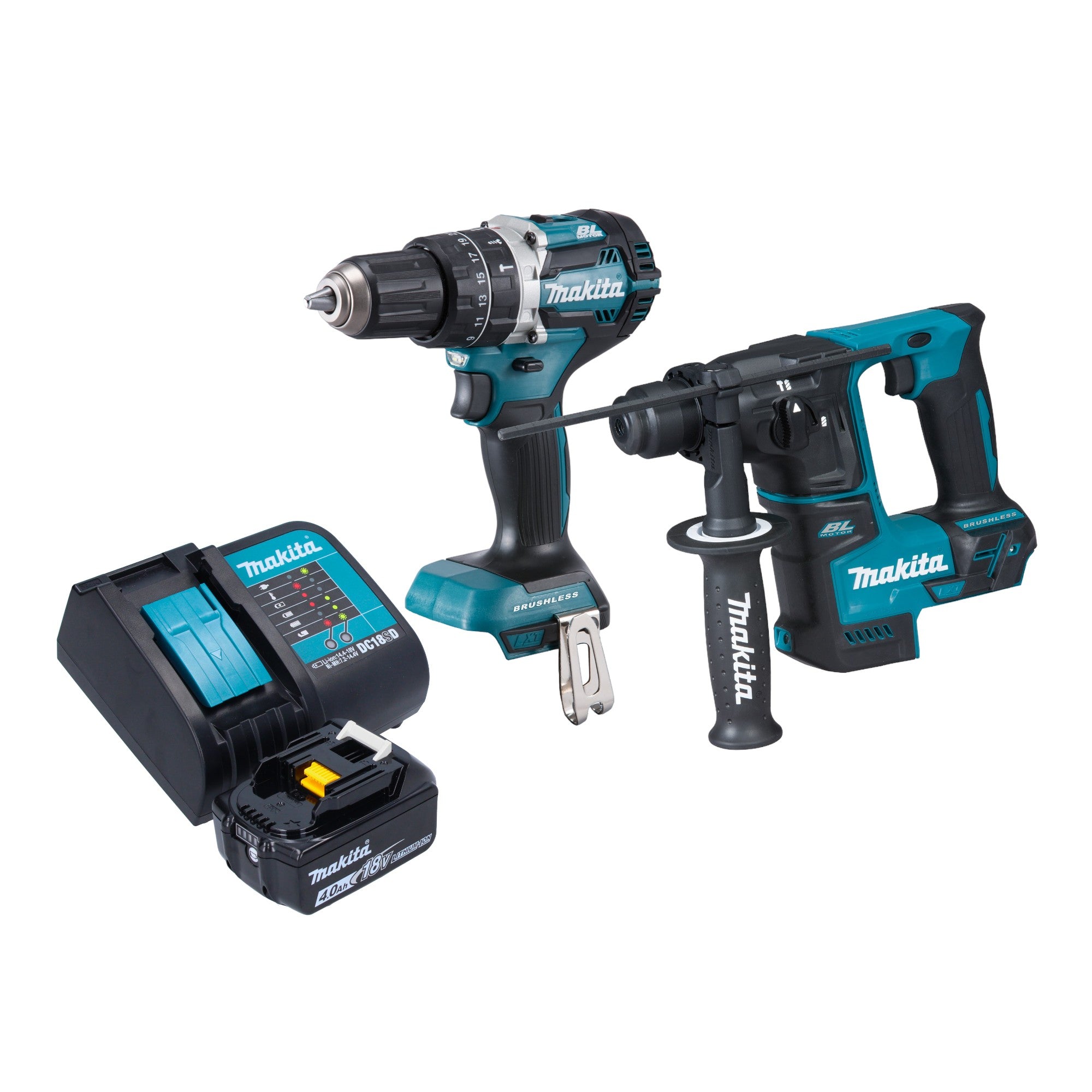 Makita DLX 2278 SM1 Akku Kombo Kit DHP 484 Schlagbohrschrauber 54 Nm DHR 171 Bohrhammer 1 2 J 1x Akku 4 0 Ah Ladegeraet 0 - toolbrothers
