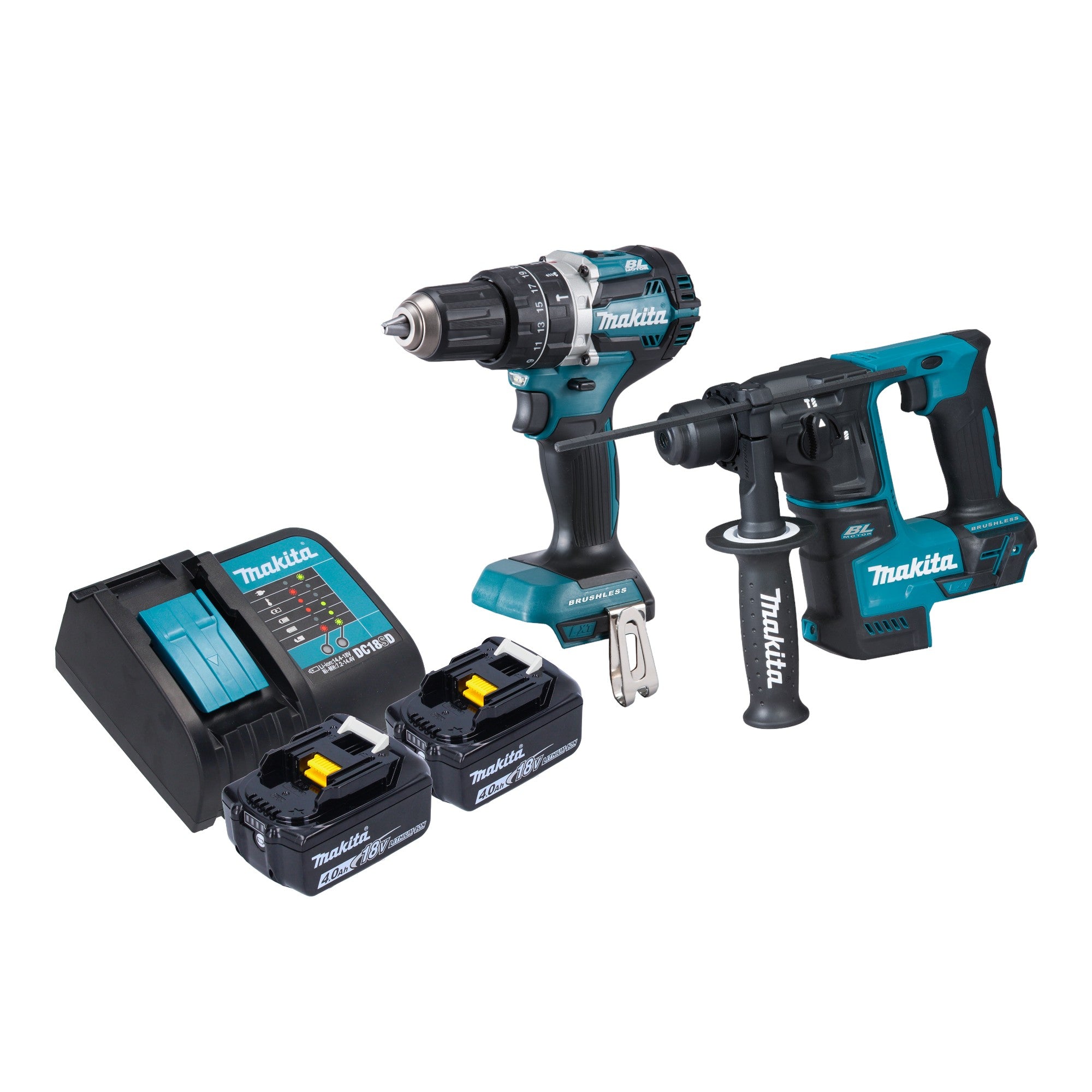 Makita DLX 2278 SM Akku Kombo Kit DHP 484 Schlagbohrschrauber 54 Nm DHR 171 Bohrhammer 1 2 J 2x Akku 4 0 Ah Ladegeraet 0 - toolbrothers
