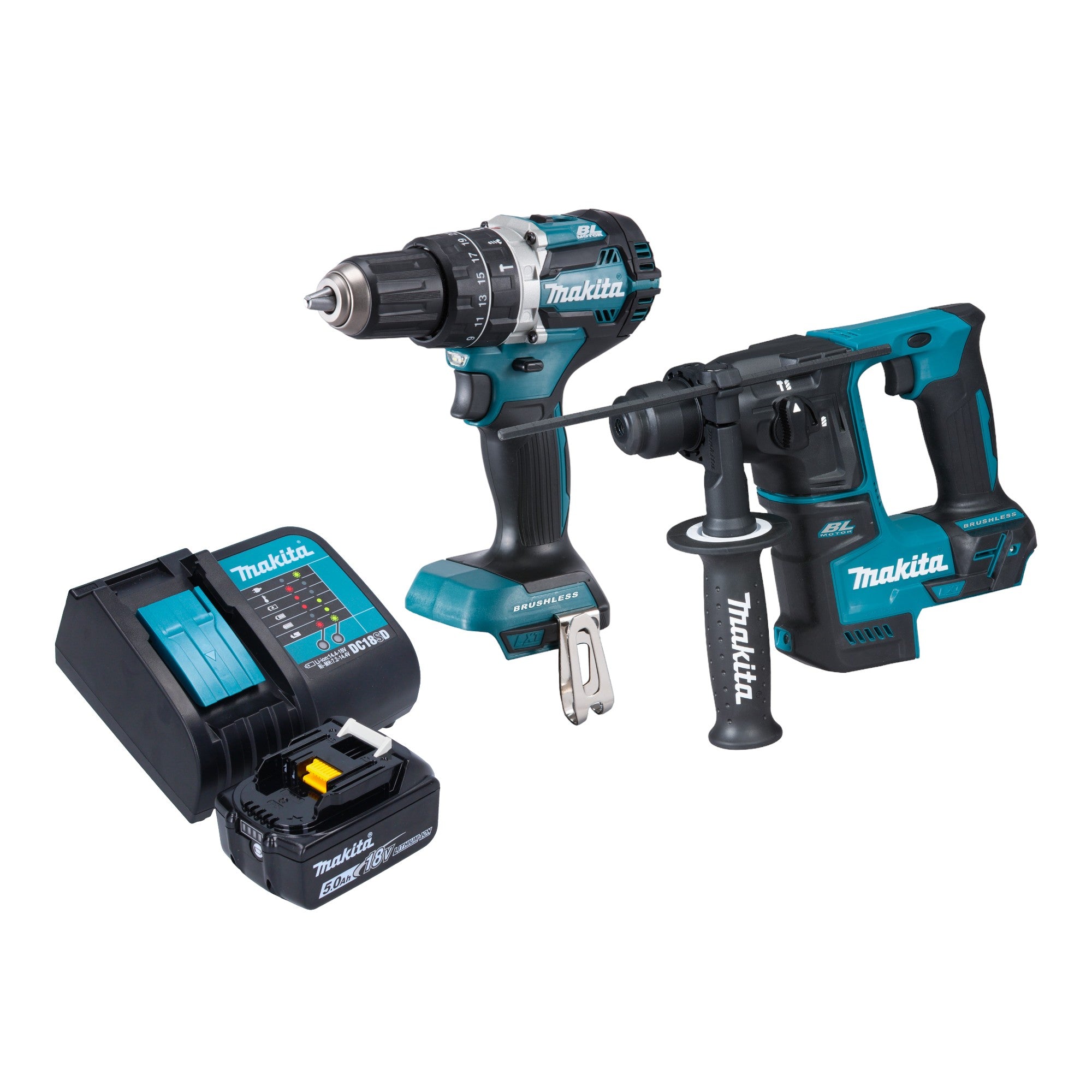 Makita DLX 2278 ST1 Akku Kombo Kit DHP 484 Schlagbohrschrauber 54 Nm DHR 171 Bohrhammer 1 2 J 1x Akku 5 0 Ah Ladegeraet 0 - toolbrothers