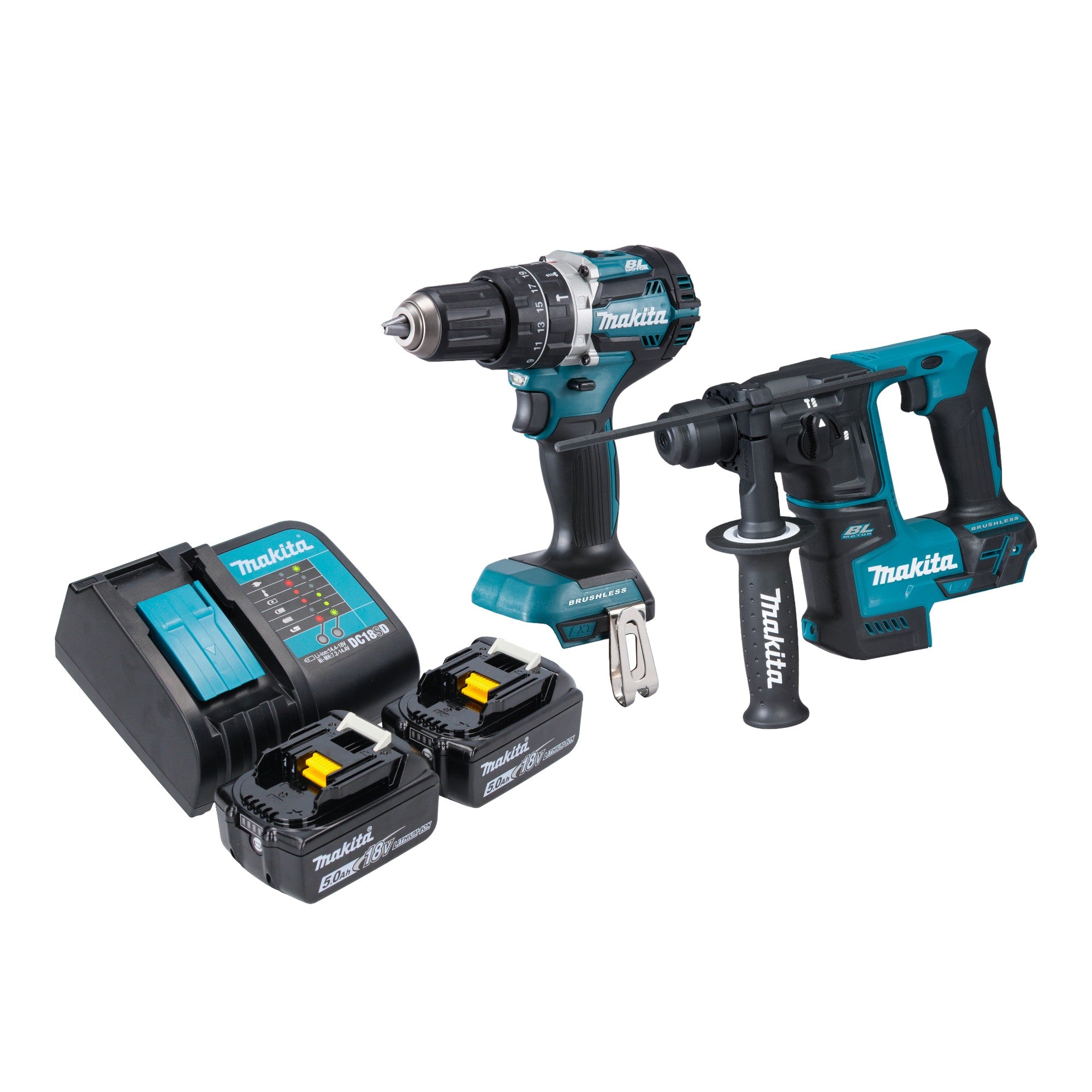 Makita DLX 2278 ST Akku Kombo Kit DHP 484 Schlagbohrschrauber 54 Nm DHR 171 Bohrhammer 1 2 J 2x Akku 5 0 Ah Ladegeraet 0 - toolbrothers