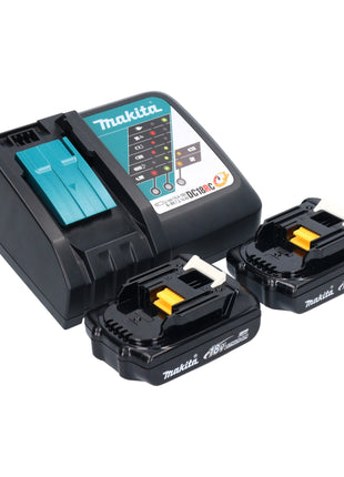 Kit combinado de baterías Makita DLX 2278 RY + taladro percutor DHP 484 54 Nm + taladro percutor DHR 171 1,2 J + 2x baterías 1,5 Ah + cargador