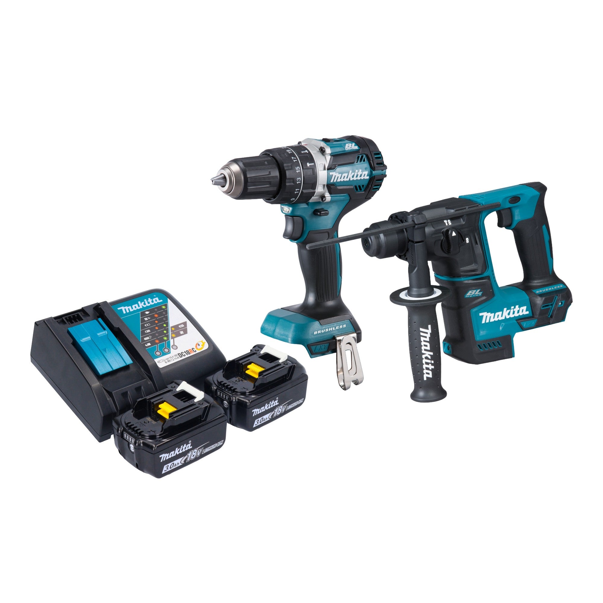 Makita DLX 2278 RF Akku Kombo Kit DHP 484 Schlagbohrschrauber 54 Nm DHR 171 Bohrhammer 1 2 J 2x Akku 3 0 Ah Ladegeraet 0 - toolbrothers