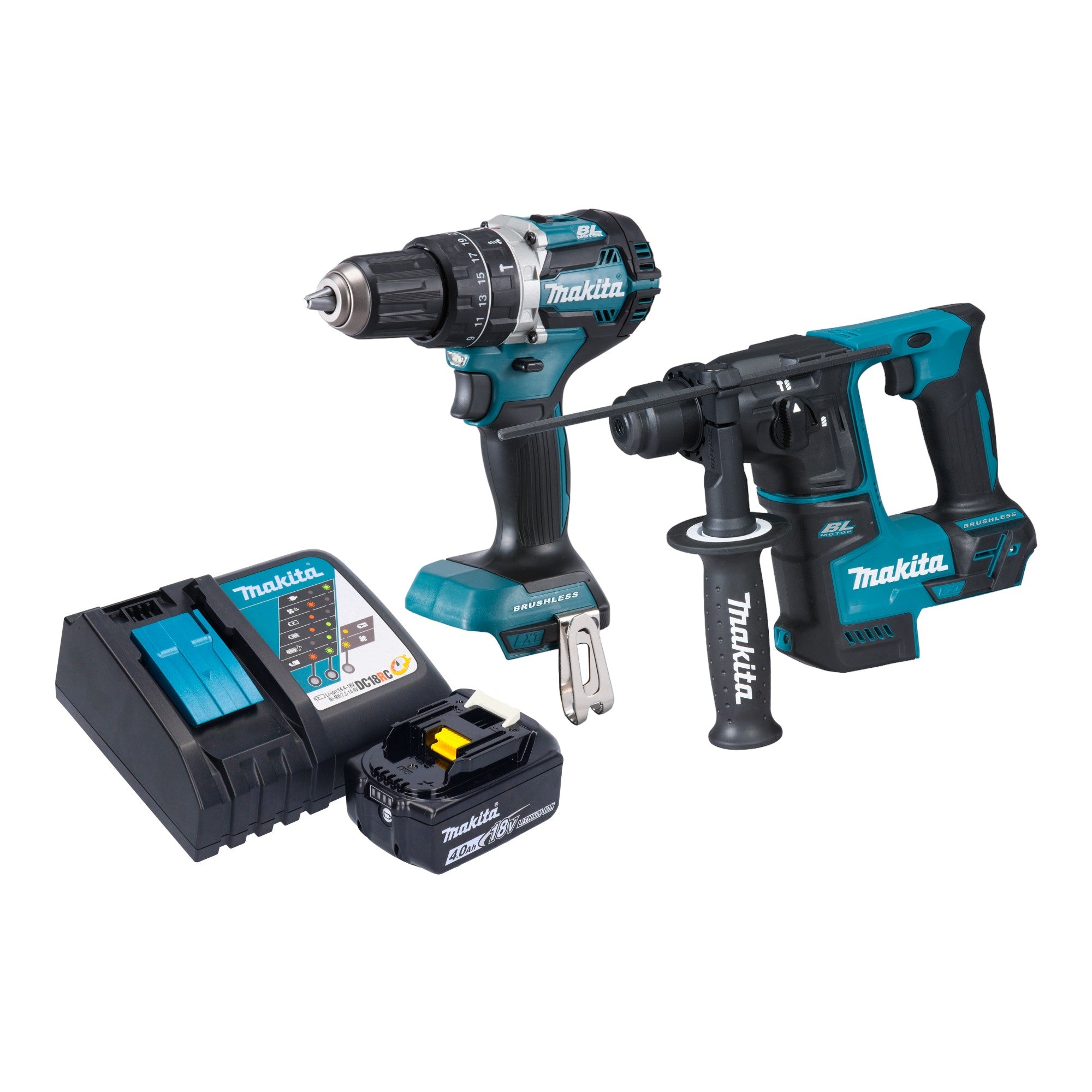 Makita DLX 2278 RM1 Akku Kombo Kit DHP 484 Schlagbohrschrauber 54 Nm DHR 171 Bohrhammer 1 2 J 1x Akku 4 0 Ah Ladegeraet 0 - toolbrothers