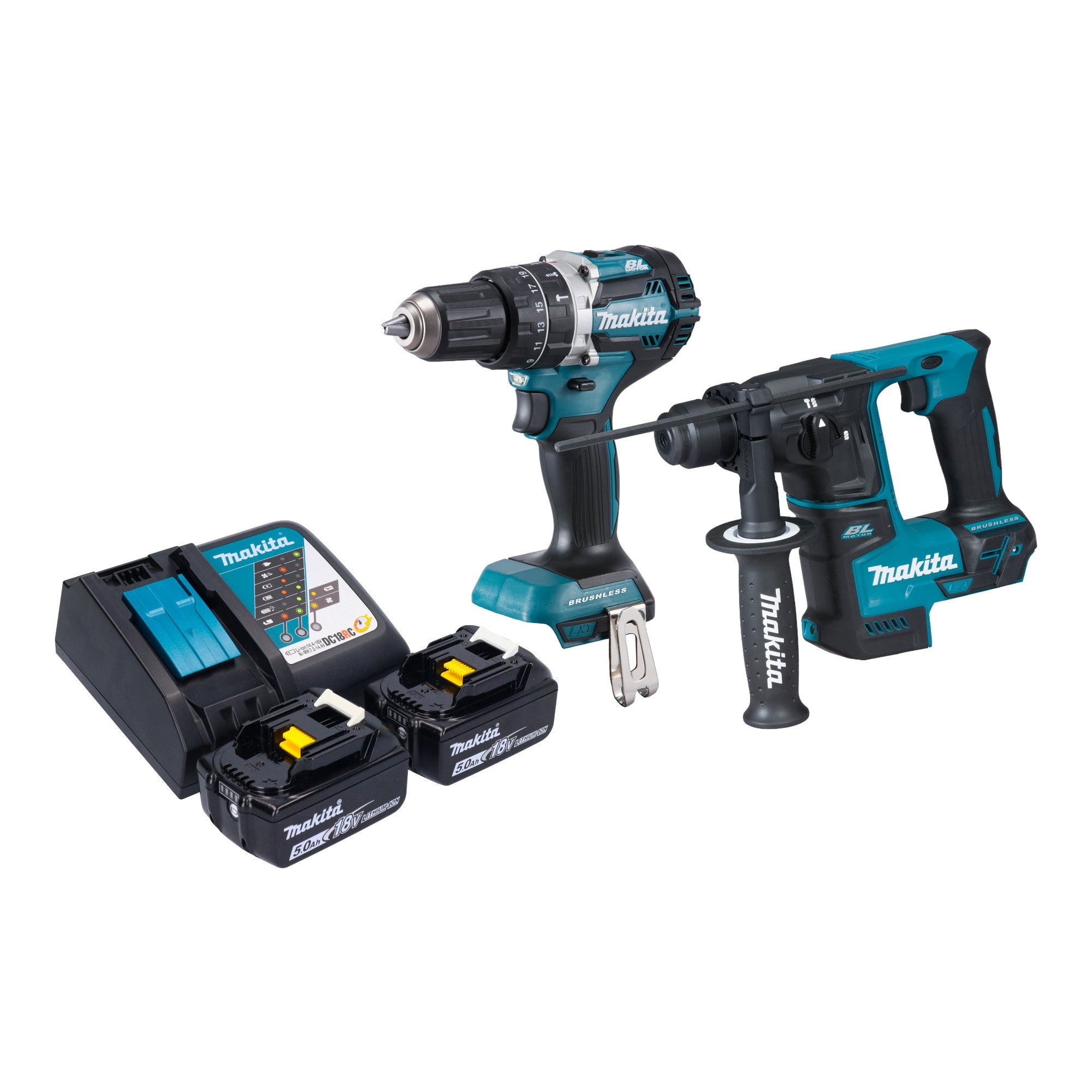 Makita DLX 2278 RT Akku Kombo Kit DHP 484 Schlagbohrschrauber 54 Nm DHR 171 Bohrhammer 1 2 J 2x Akku 5 0 Ah Ladegeraet 0 - toolbrothers