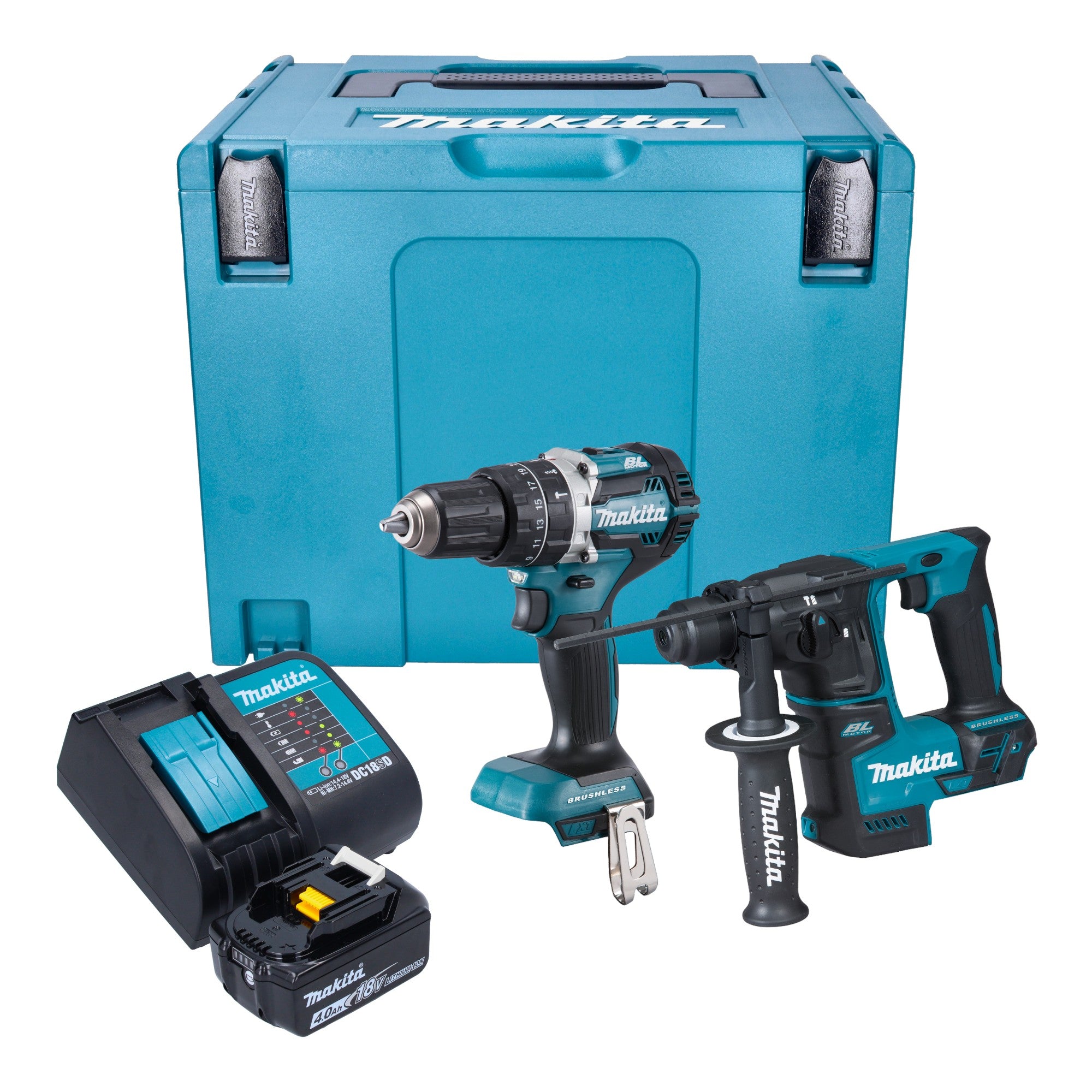 Makita DLX 2278 SM1J Akku Kombo Kit DHP 484 Schlagbohrschrauber 54 Nm DHR 171 Bohrhammer 1 2 J 1x Akku 4 0 Ah Ladegeraet Makpac 0 - toolbrothers
