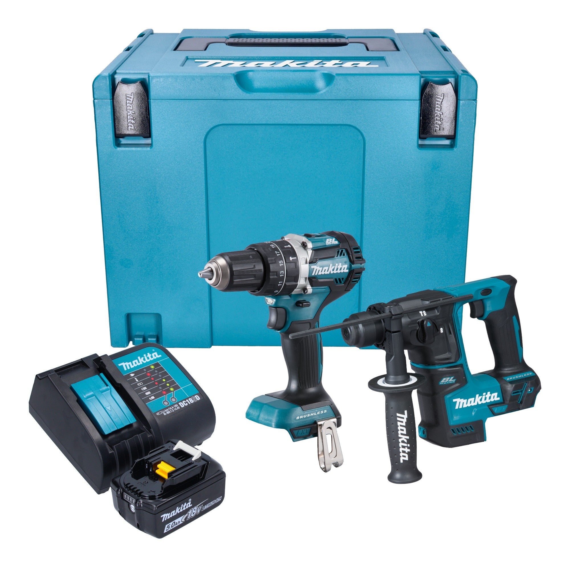 Makita DLX 2278 ST1J Akku Kombo Kit DHP 484 Schlagbohrschrauber 54 Nm DHR 171 Bohrhammer 1 2 J 1x Akku 5 0 Ah Ladegeraet Makpac 0 - toolbrothers