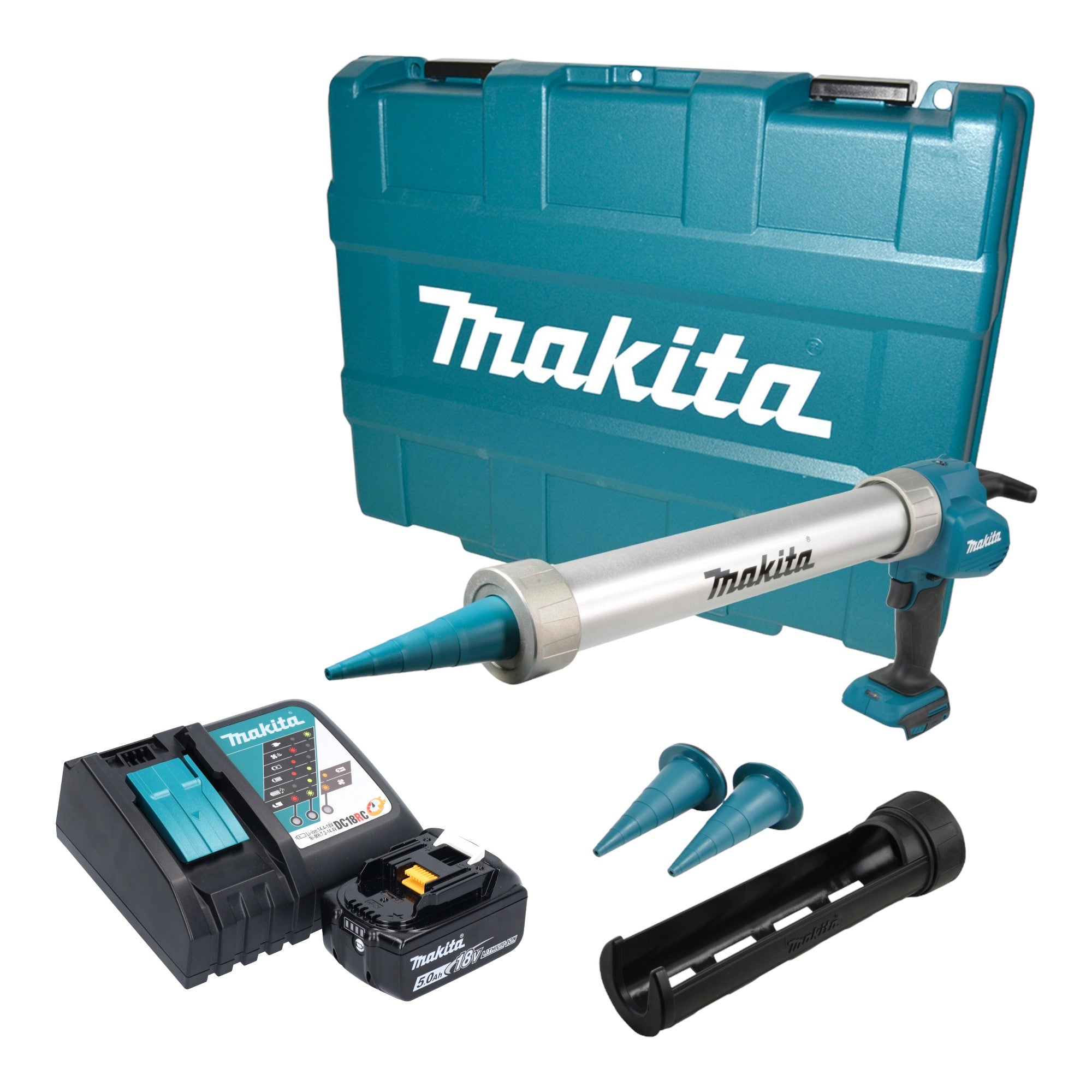 Makita DCG 180 RT1XK Akku Kartuschenpistole 18 V 300 600 ml 1x Akku 5 0 Ah Ladegeraet Koffer 0 - toolbrothers