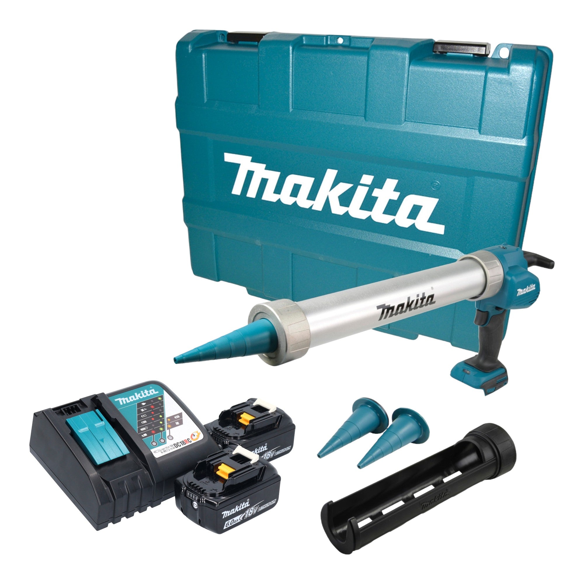 Makita DCG 180 RGXK Akku Kartuschenpistole 18 V 300 600 ml 2x Akku 6 0 Ah Ladegeraet Koffer 0 - toolbrothers