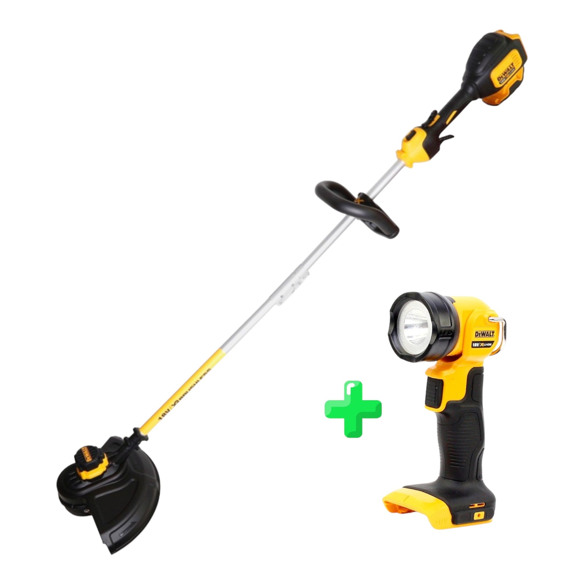 Dewalt DCM 561 PBS 18 V Brushless Li Ion Akku Rasentrimmer mit geteilter Welle DeWalt DCL 040 18V XR Li Ion Akku Lampe 1 - toolbrothers