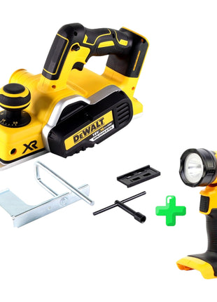 DeWalt DCP 580 N Rabot sans fil 18V 82mm Brushless Solo + DeWalt DCL 040 18V XR Lampe sans fil Li-Ion