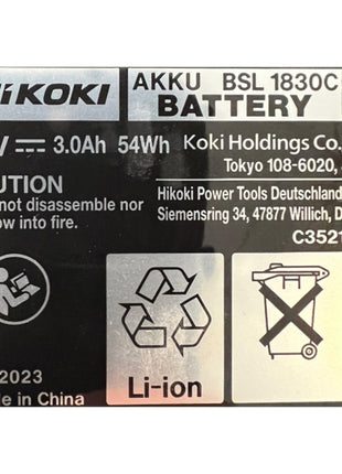 Hikoki BSL1830C Bloc de batterie 18 V 3,0 Ah / 3000 mAh Li-ion ( 339783 )