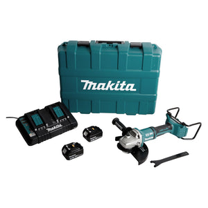 Makita DGA 900 PMKX2 Meuleuse d'angle sans fil 36V ( 2x18V ) 230mm Brushless + 2x Batteries 4,0Ah + Chargeur d'ouble + Écrou de serrage rapide ''Ezynut'' + Coffret