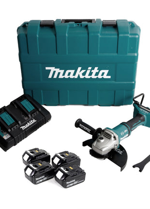 Makita DGA 900 G4KX2 Akku Winkelschleifer 36V ( 2x18V ) 230mm Brushless + 4x Akku 6,0Ah + Doppelladegerät + Ezynut + Koffer - Toolbrothers