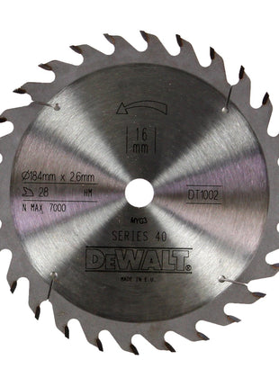 DeWalt DT 1002 QZ Sägeblatt Universal 184 x 2,6 x 16 mm 28 HM Zähne - Toolbrothers