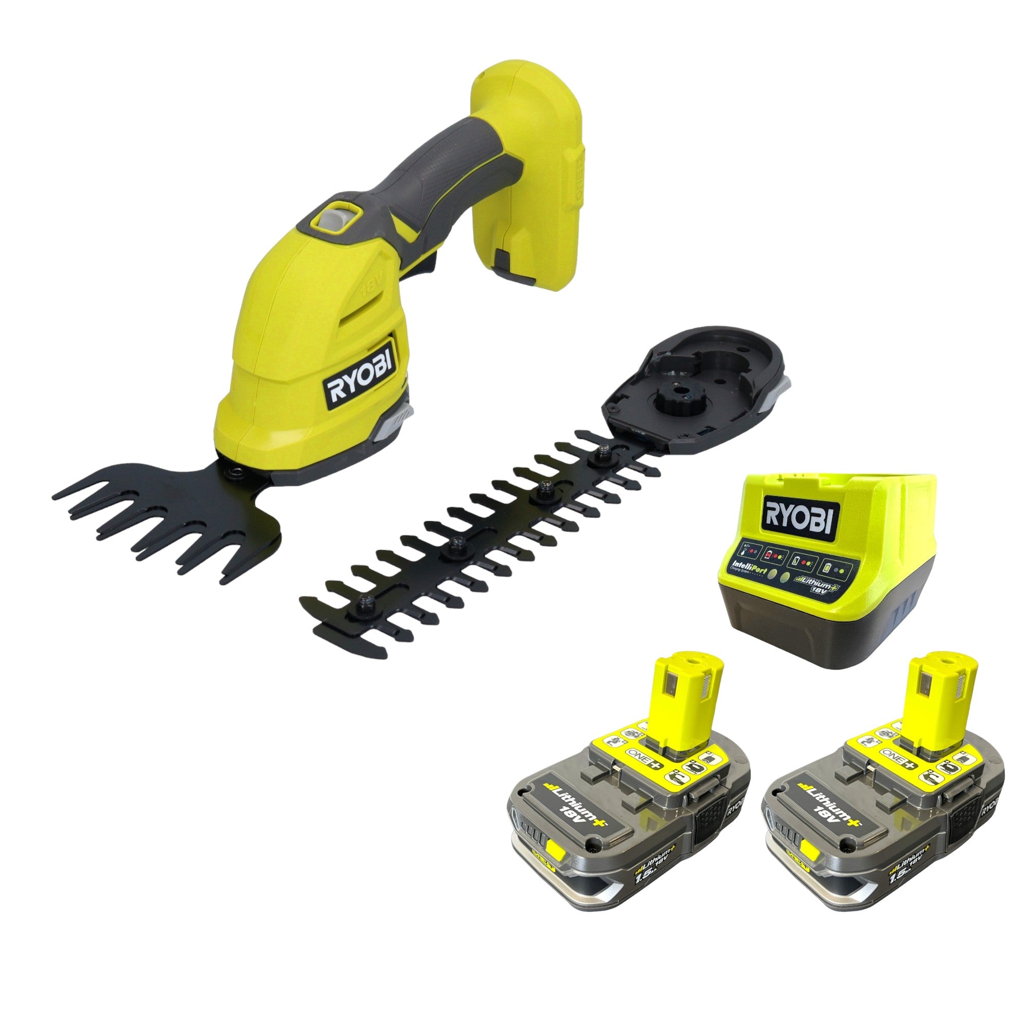 RYOBI RY18GSA 215 18 V ONE Akku Gras u Strauchschere Schnittstaerke 8 mm 2x Akku 1 5 Ah Ladegeraet 0 - toolbrothers