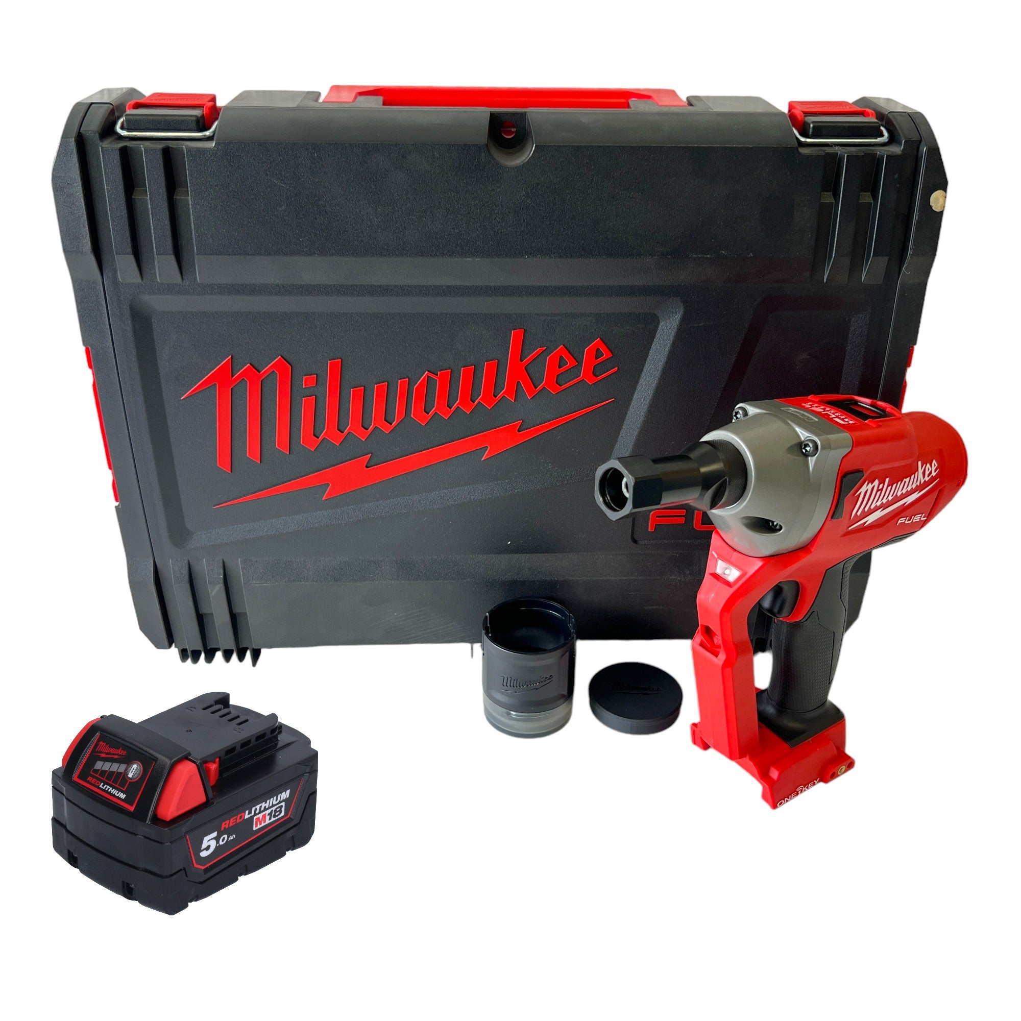 Milwaukee M18 ONEFLT 501X Akku Schliessringbolzensetzgeraet 18 V 4 8 6 4 9 53 mm 1x Akku 5 0 Ah HD Box ohne Ladegeraet 0 - toolbrothers
